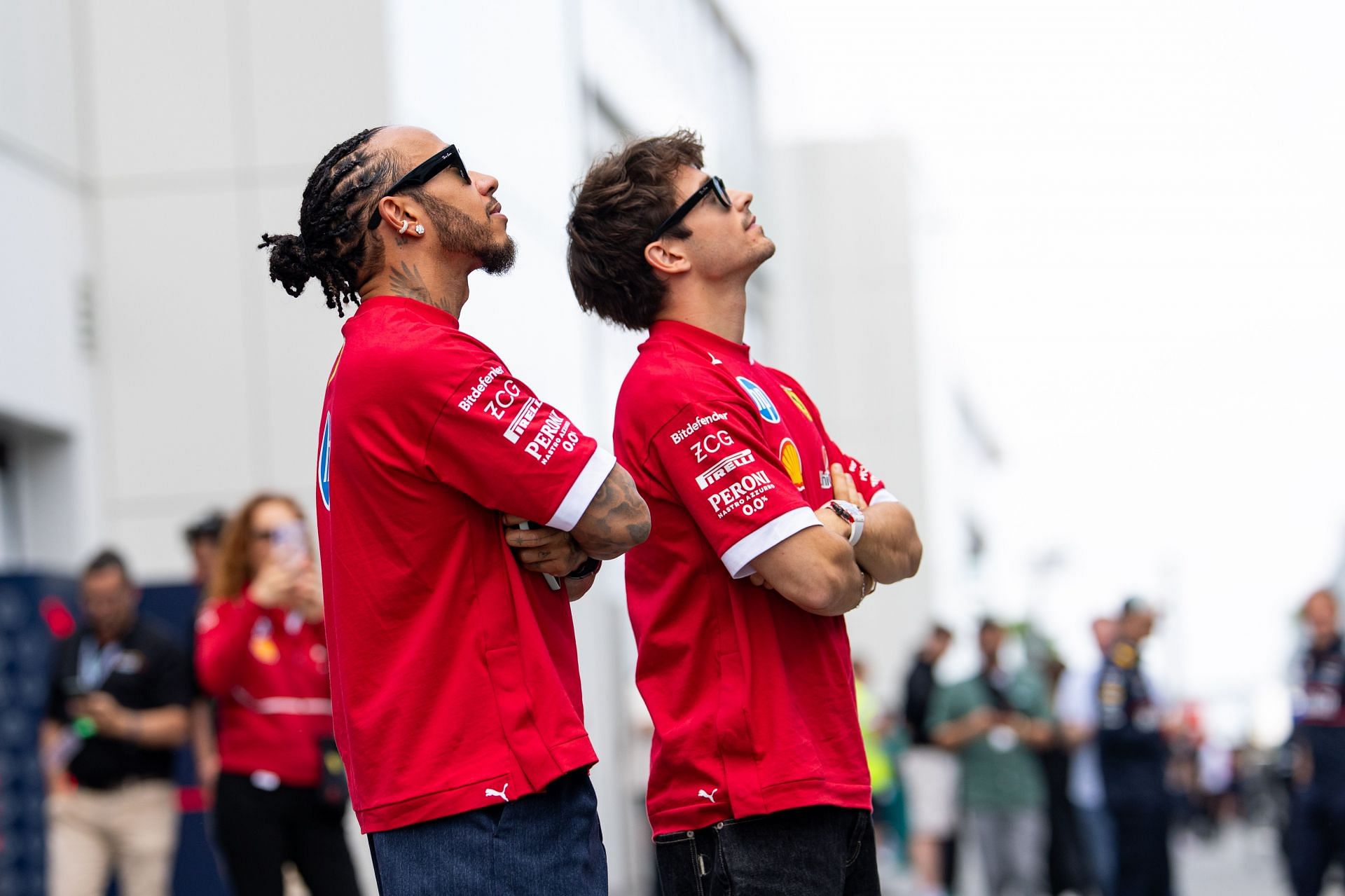 Lewis Hamilton and Charles Leclerc during the F1 Grand Prix of Canada previews- Source: Getty